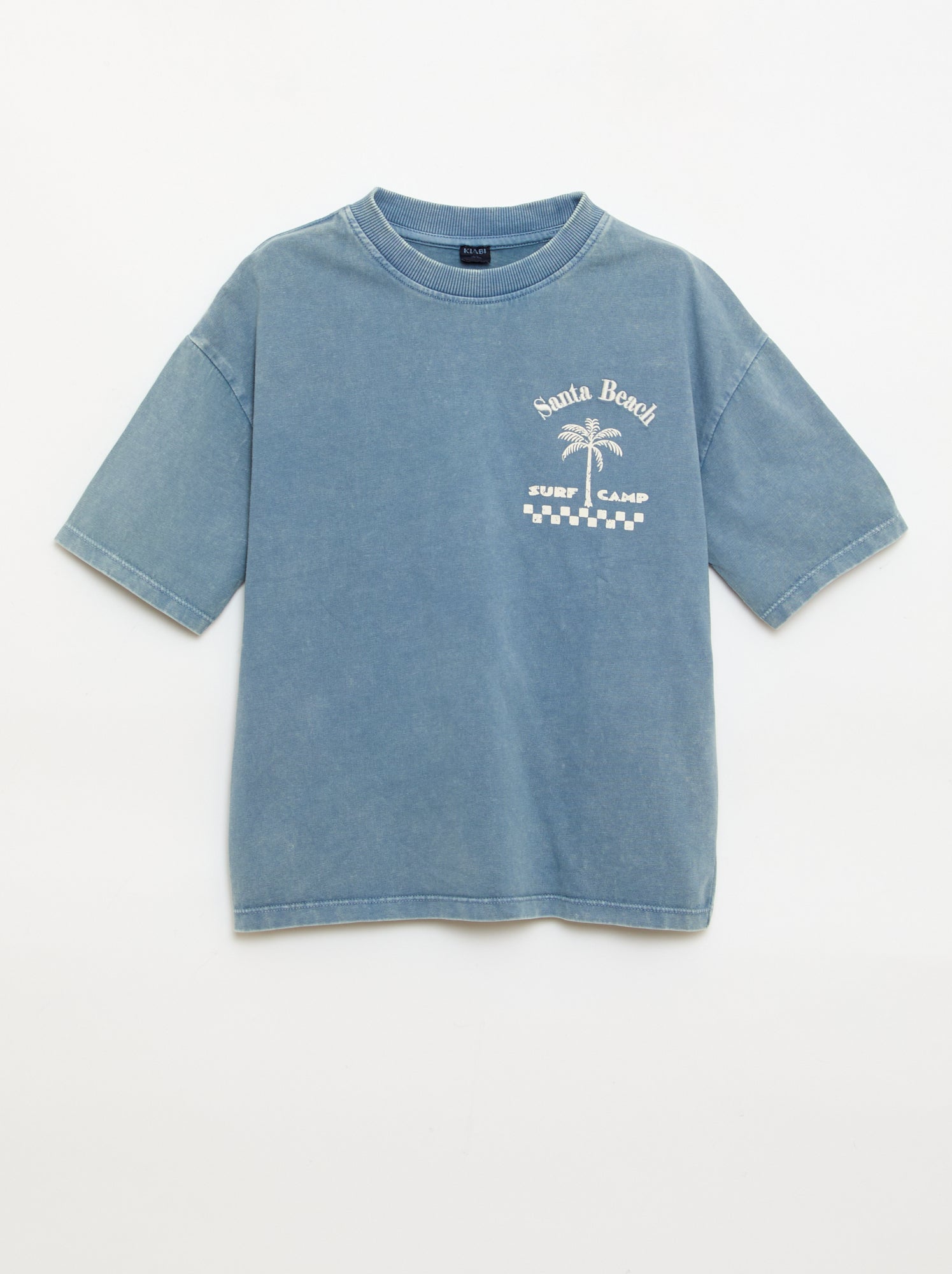 T-shirt estampado com mensagem de manga curta