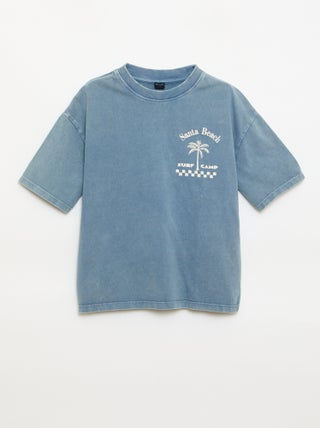 T-shirt estampado com mensagem de manga curta