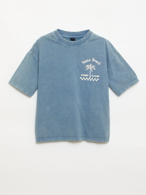 T-shirt estampado com mensagem de manga curta - Kiabi