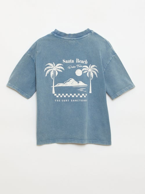 T-shirt estampado com mensagem de manga curta - Kiabi