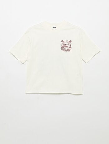 T-shirt estampado com mensagem de manga curta