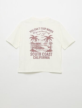 T-shirt estampado com mensagem de manga curta