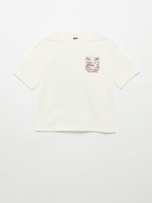 T-shirt estampado com mensagem de manga curta - Kiabi