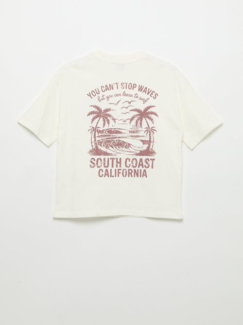 T-shirt estampado com mensagem de manga curta - Kiabi