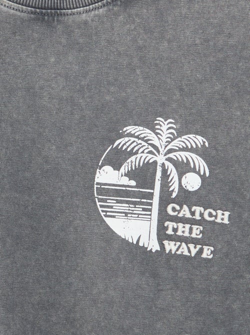 T-shirt estampado com mensagem de manga curta - Kiabi