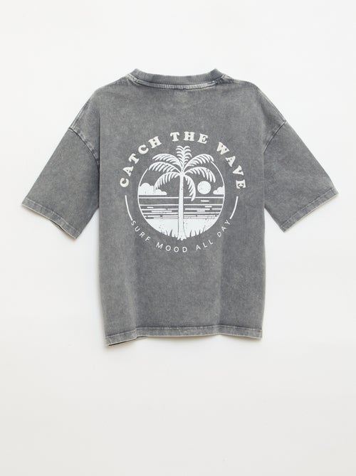 T-shirt estampado com mensagem de manga curta - Kiabi