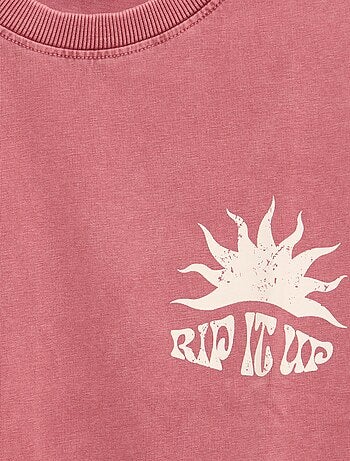 T-shirt estampado com mensagem de manga curta