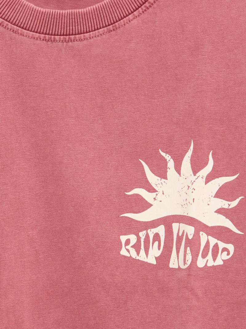 T-shirt estampado com mensagem de manga curta Vermelho - Kiabi