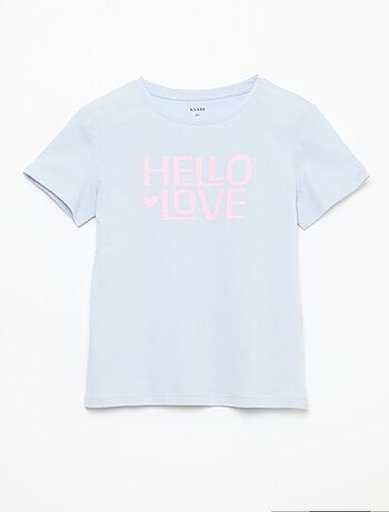 T-shirt com estampado de mensagem e mangas curtas