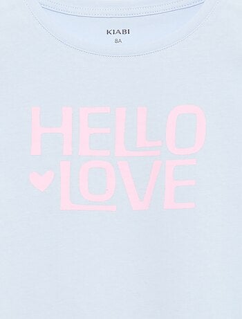 T-shirt com estampado de mensagem e mangas curtas