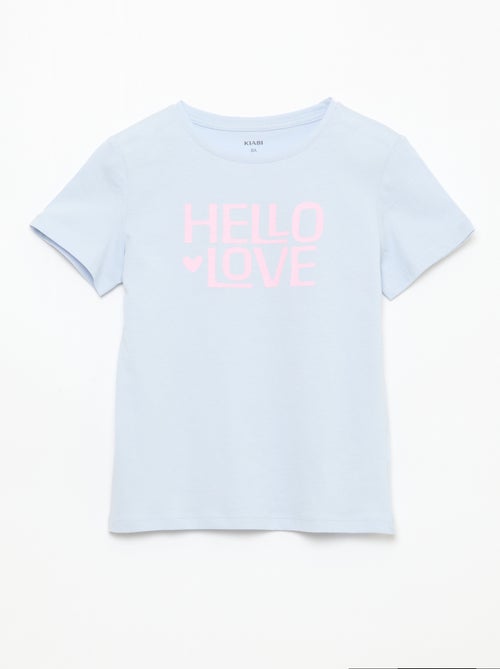 T-shirt estampado com mensagem e mangas curtas - Kiabi