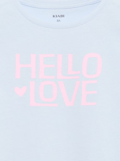 T-shirt estampado com mensagem e mangas curtas - Kiabi