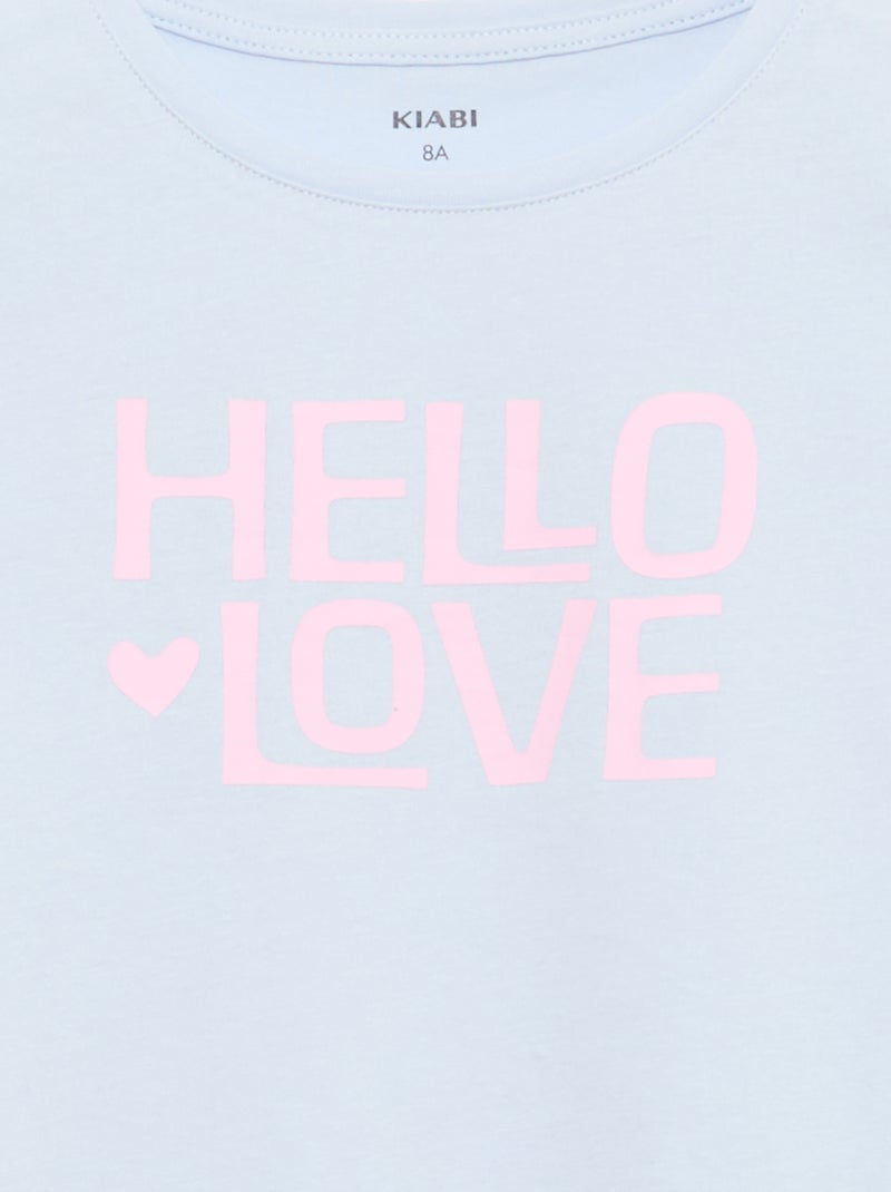 T-shirt estampado com mensagem e mangas curtas Azul - Kiabi