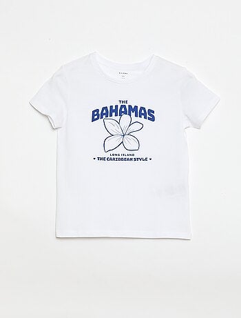 T-shirt estampado com mensagem e mangas curtas