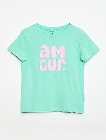 T-shirt estampado com mensagem e mangas curtas