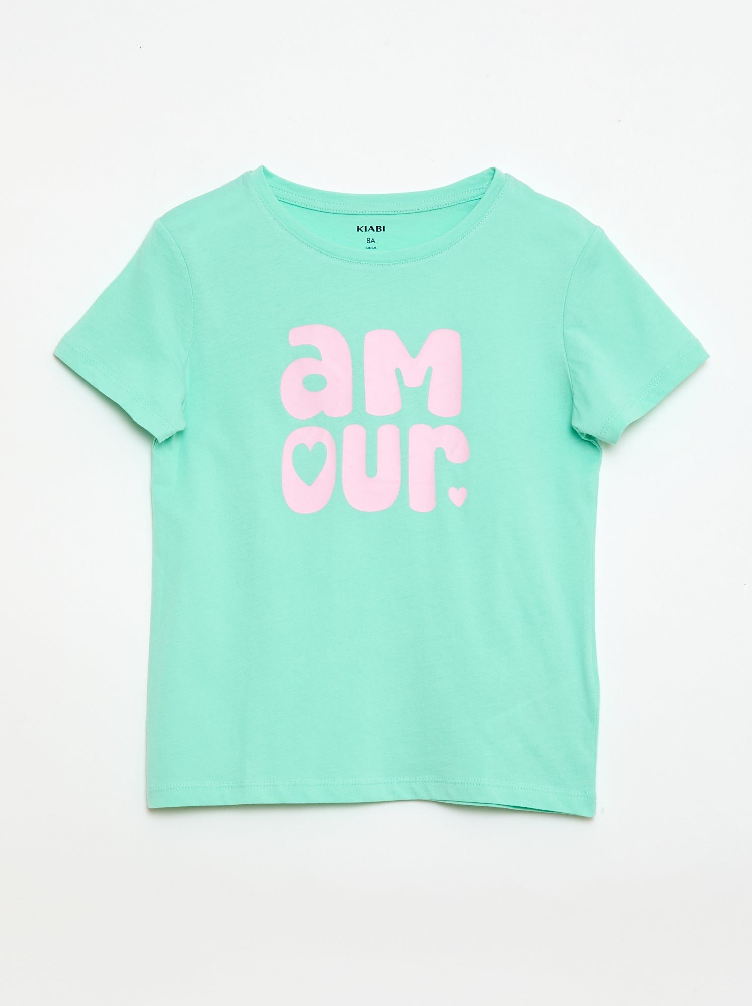 T-shirt estampado com mensagem e mangas curtas