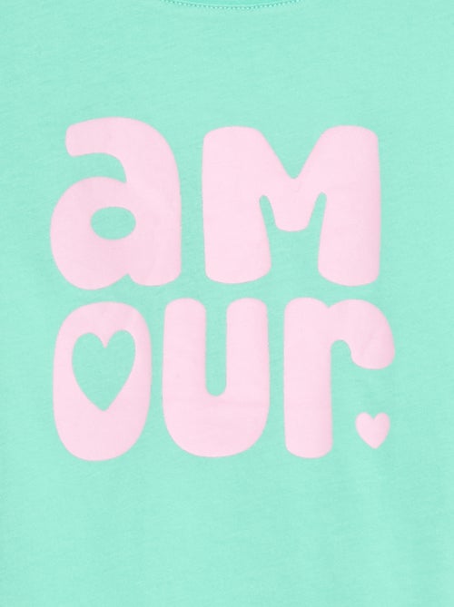 T-shirt estampado com mensagem e mangas curtas - Kiabi