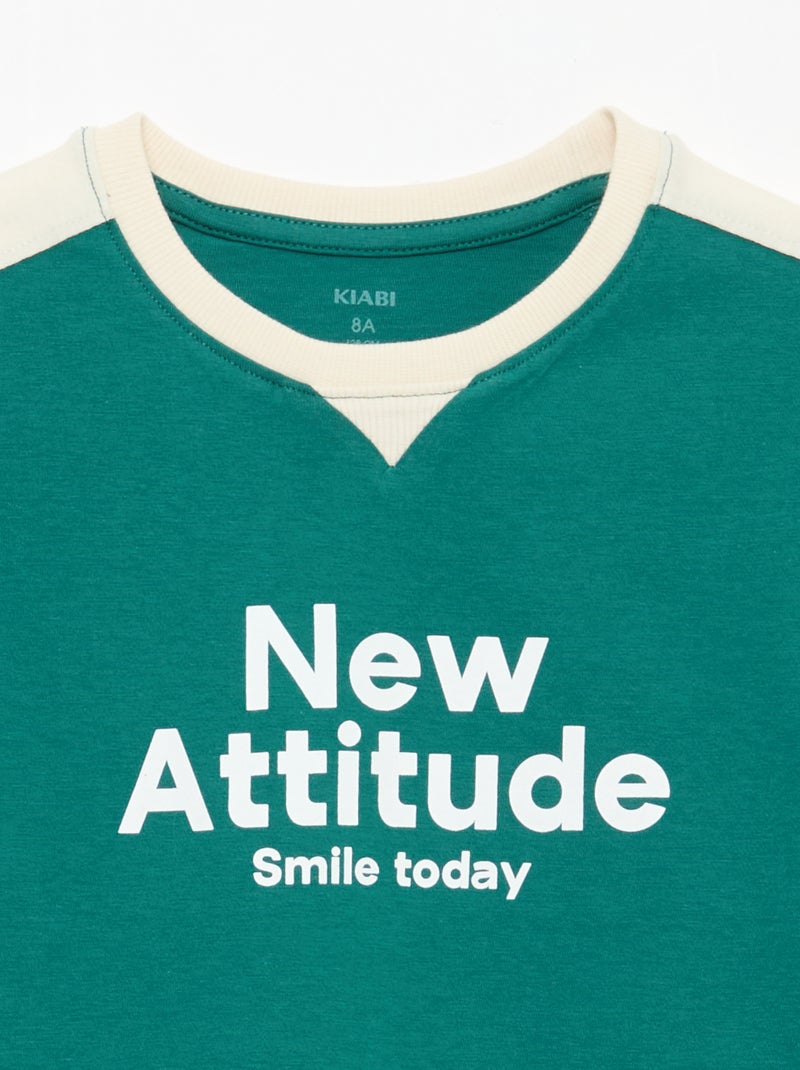 T-shirt estampado com mensagem Verde - Kiabi