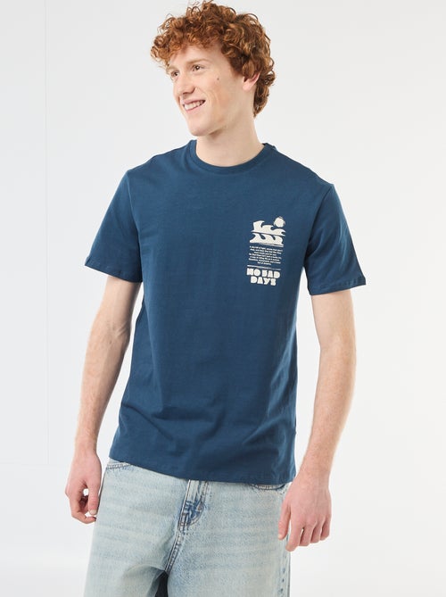 T-shirt estampado com padrão localizado em algodão liso - Kiabi