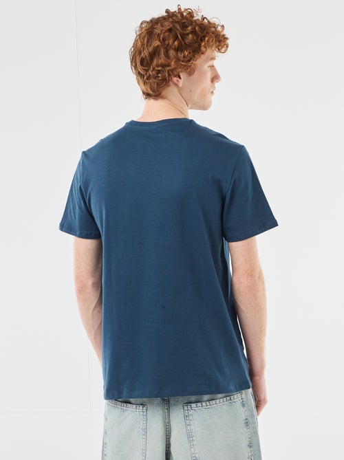 T-shirt estampado com padrão localizado em algodão liso - Kiabi