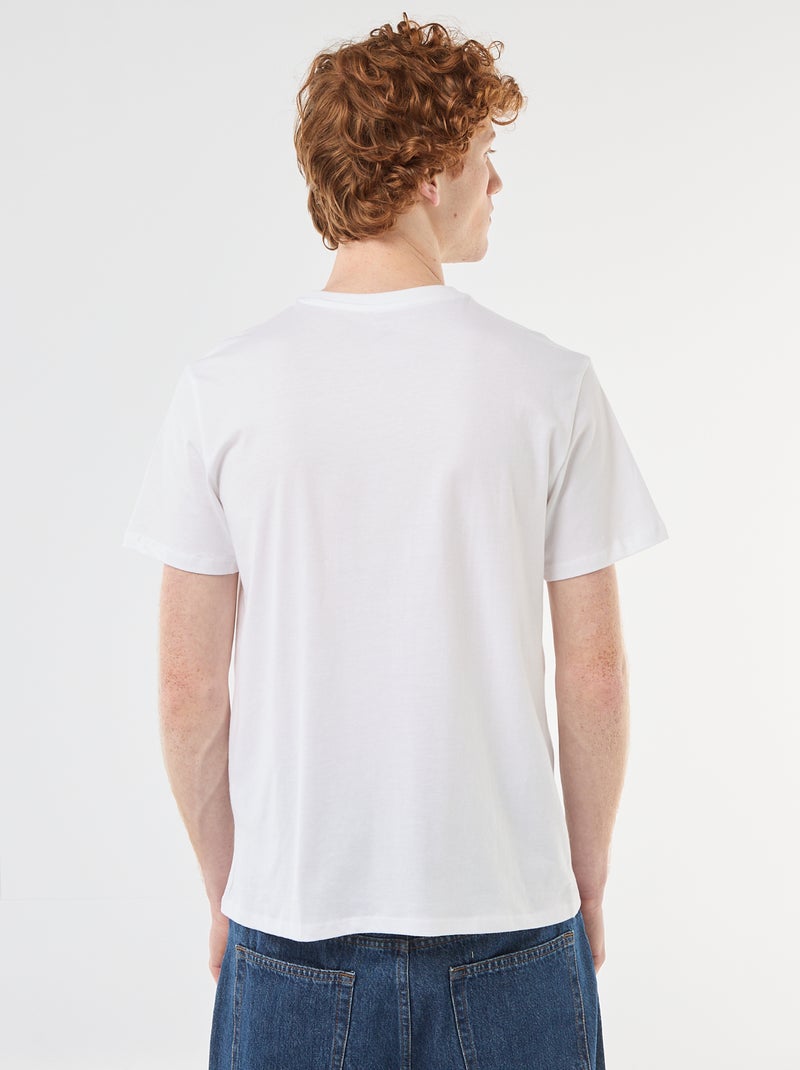 T-shirt estampado com padrão localizado em algodão liso Branco - Kiabi