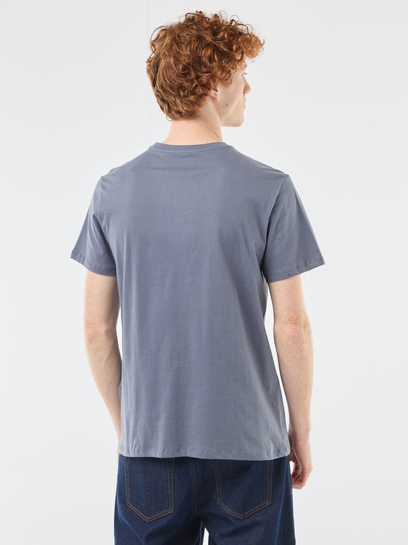 T-shirt estampado com padrão localizado em algodão liso Cinza - Kiabi