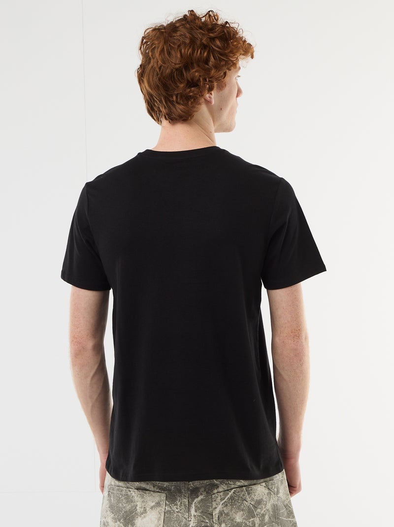 T-shirt estampado com padrão localizado em algodão liso Preto - Kiabi