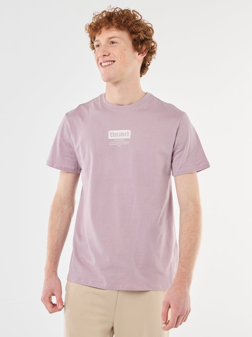 T-shirt estampado com padrão localizado em algodão liso - Kiabi