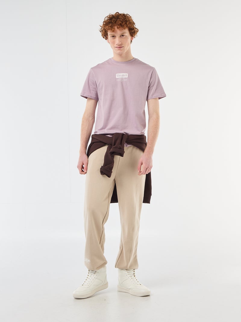 T-shirt estampado com padrão localizado em algodão liso Violeta - Kiabi