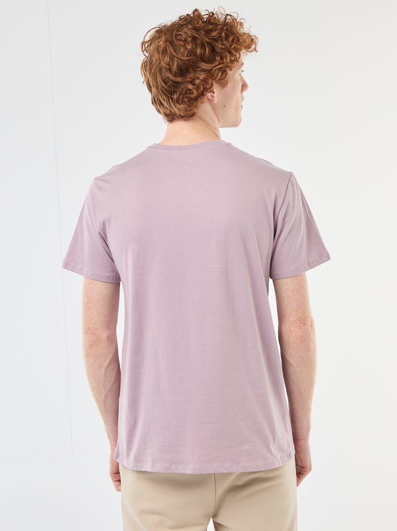 T-shirt estampado com padrão localizado em algodão liso Violeta - Kiabi
