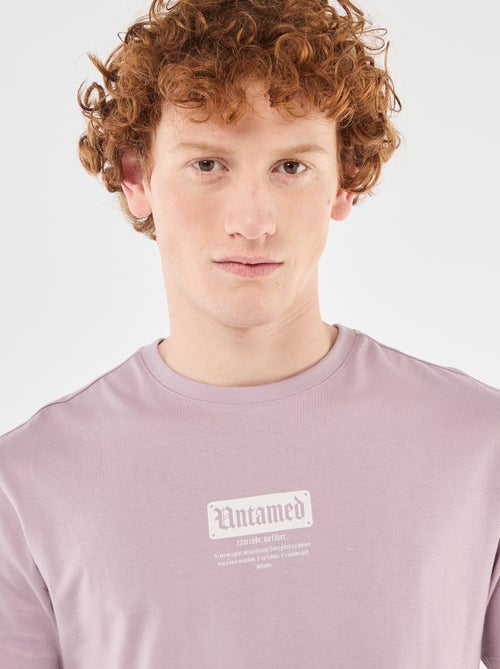 T-shirt estampado com padrão localizado em algodão liso - Kiabi