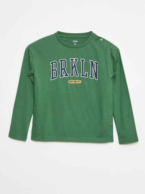 T-shirt estampado de manga comprida - coleção fácil de vestir - Kiabi T-shirt estampado de manga comprida - coleção fácil de vestir - Kiabi