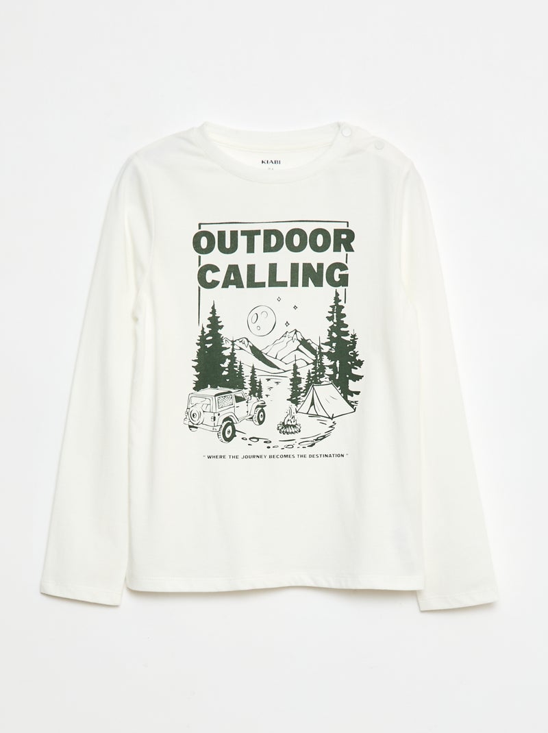 T-shirt estampado de manga comprida - So Easy Bege - Kiabi