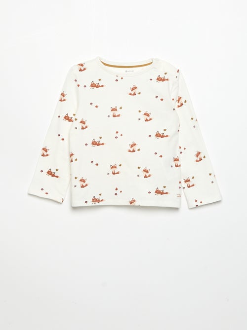 T-shirt estampado de manga comprida - Kiabi