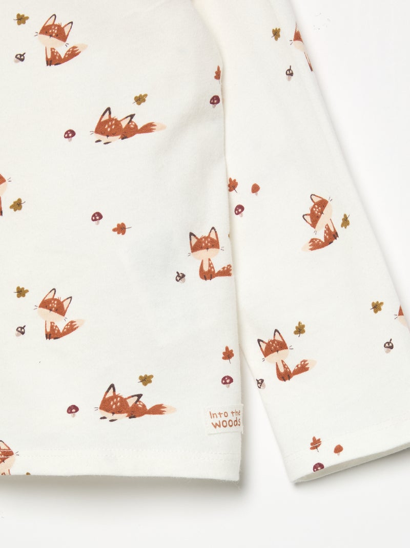 T-shirt estampado de manga comprida Bege - Kiabi