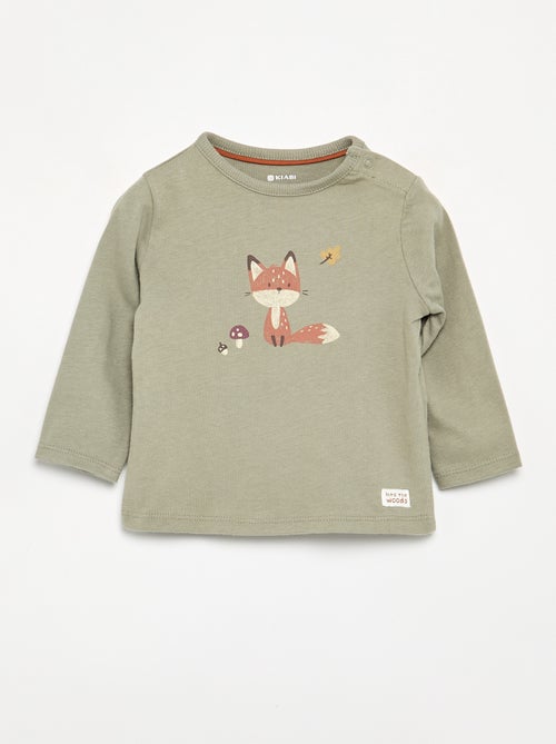 T-shirt estampado de manga comprida - Kiabi