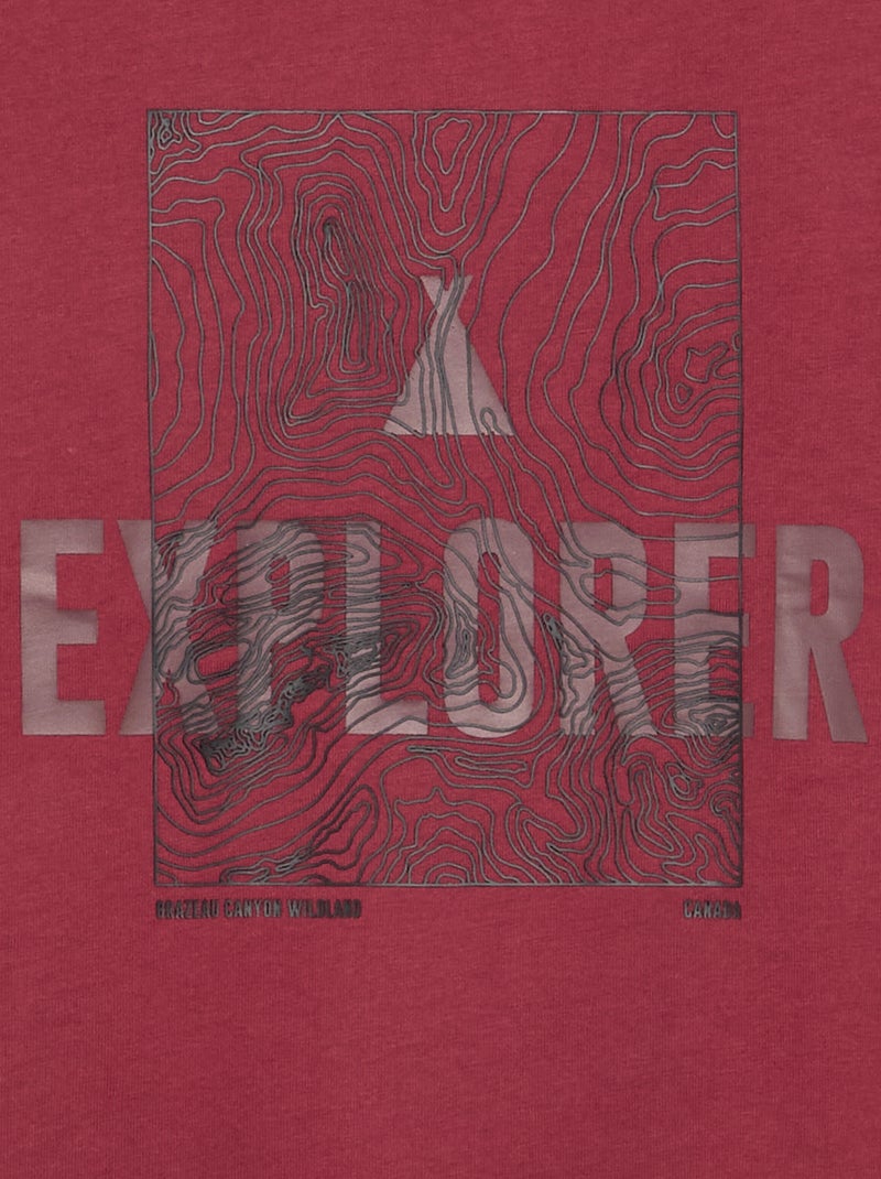 T-shirt estampado de manga comprida Vermelho - Kiabi