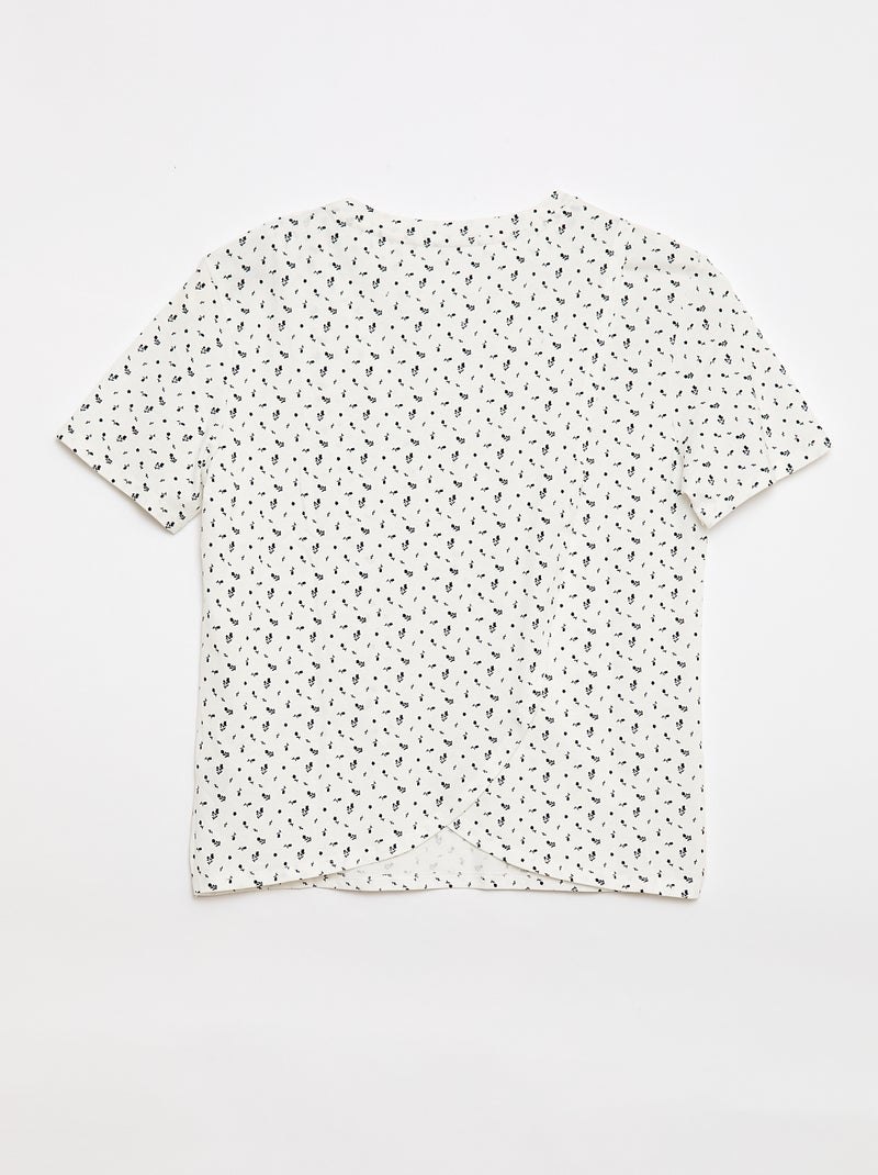 T-shirt estampado de manga curta - Fácil de Vestir Branco - Kiabi