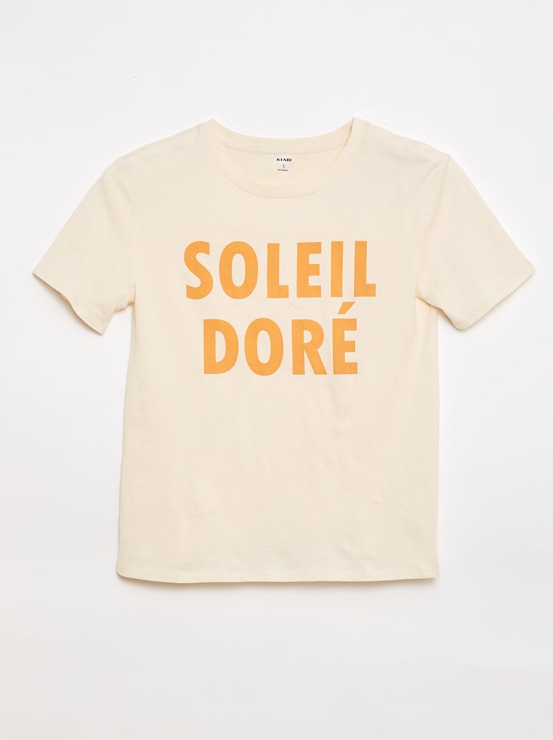 T-shirt estampado de manga curta - Fácil de Vestir Branco - Kiabi