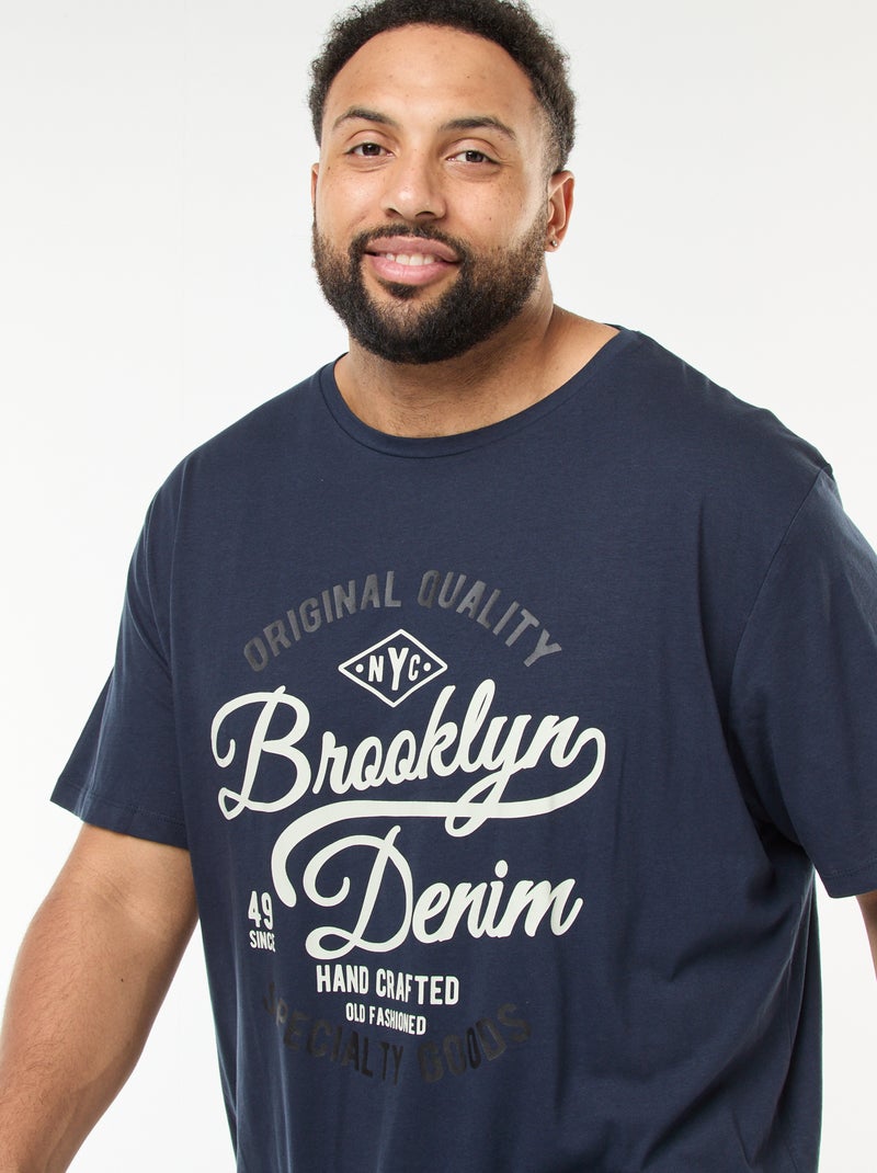 T-shirt estampado de manga curta Azul - Kiabi