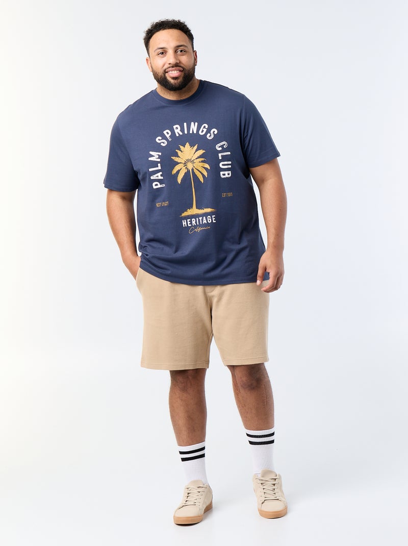 T-shirt estampado de manga curta Azul - Kiabi
