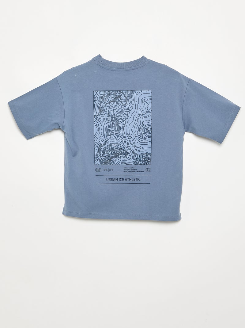 T-shirt estampado de manga curta Azul - Kiabi