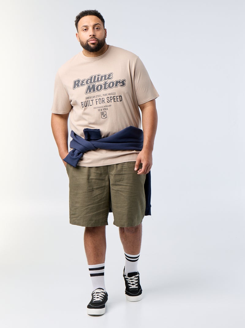 T-shirt estampado de manga curta Bege - Kiabi