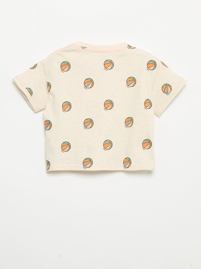 T-shirt estampado de manga curta Bege - Kiabi