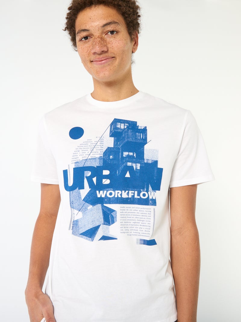 T-shirt estampado de manga curta Branco - Kiabi