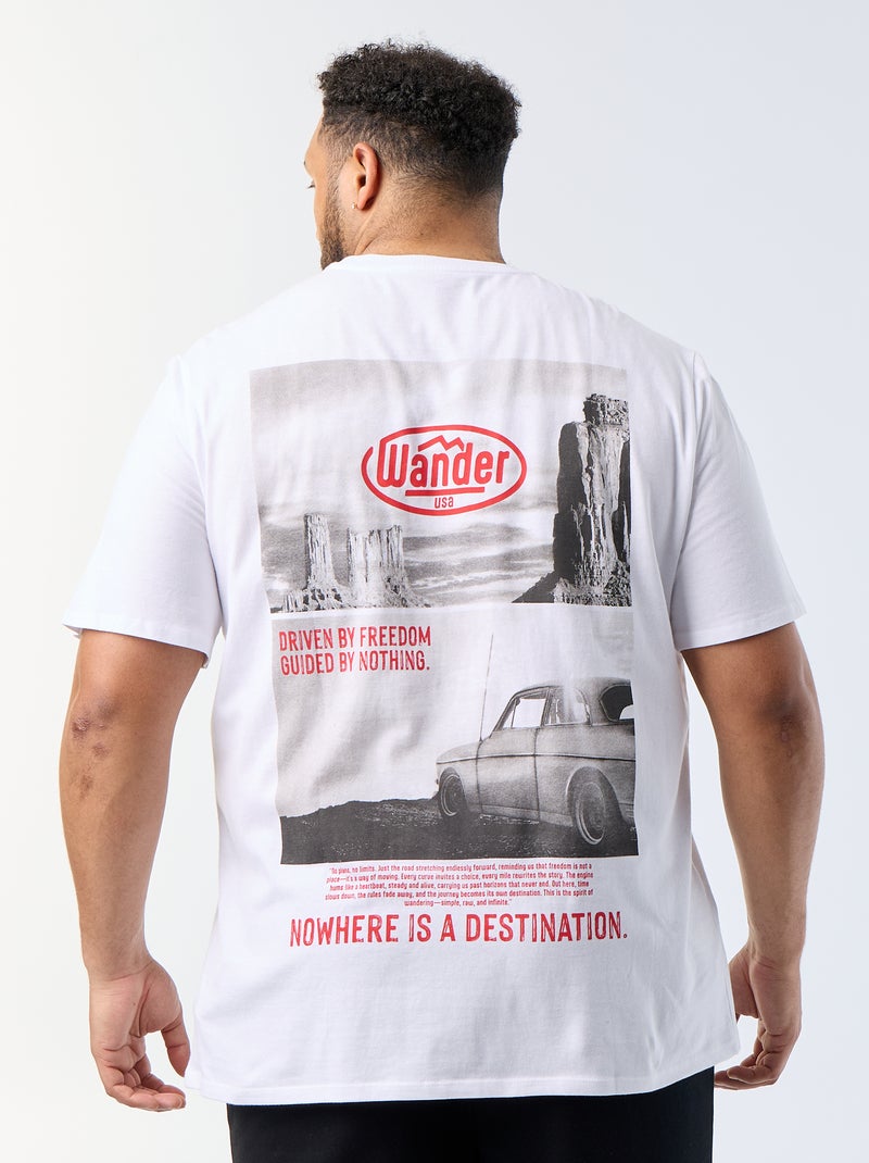 T-shirt estampado de manga curta Branco - Kiabi