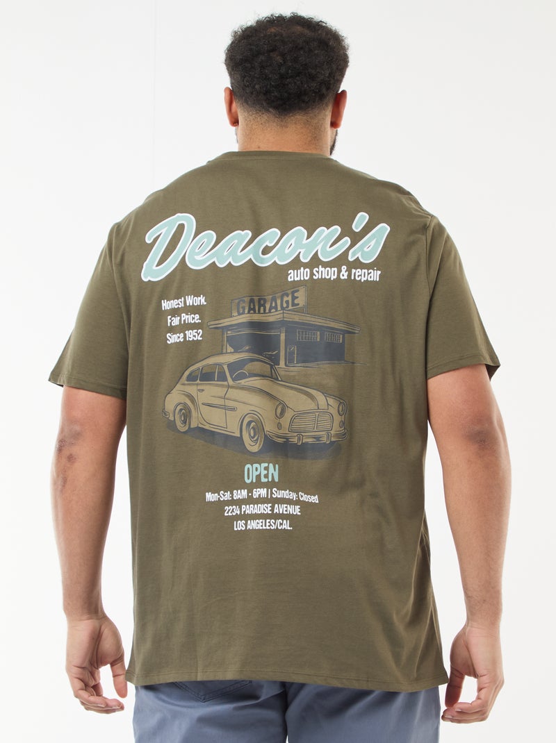 T-shirt estampado de manga curta Caqui - Kiabi