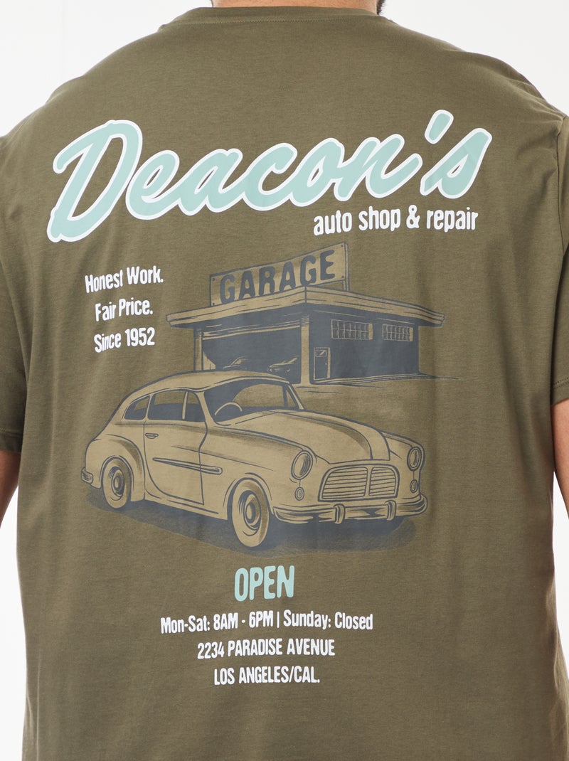 T-shirt estampado de manga curta Caqui - Kiabi