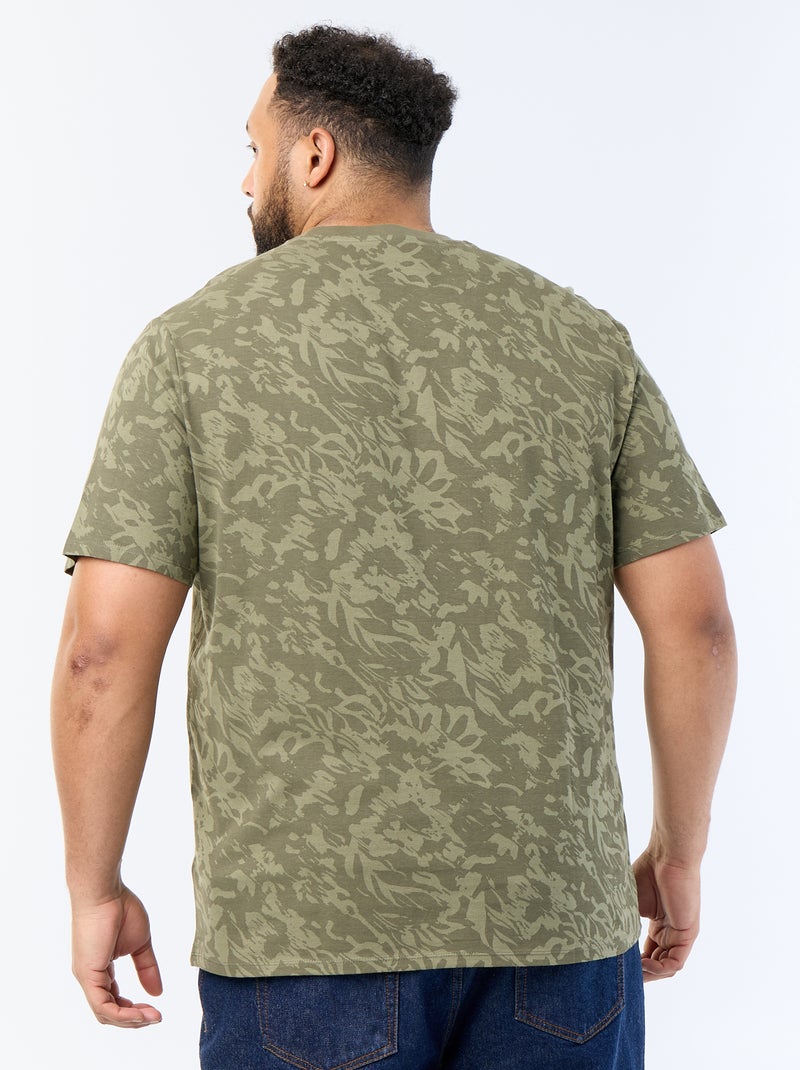 T-shirt estampado de manga curta Caqui - Kiabi