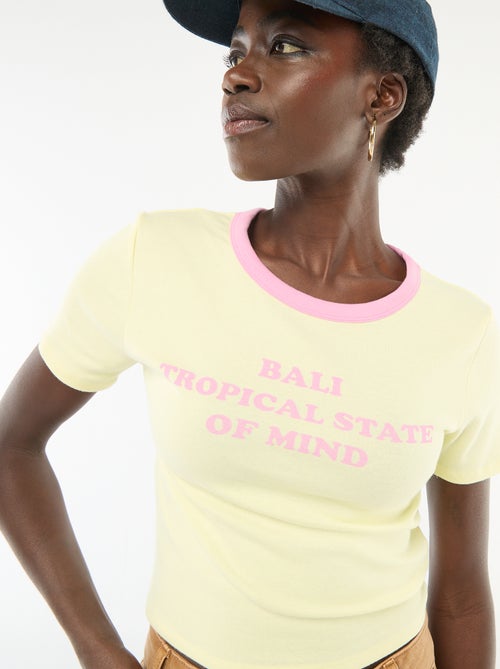 T-shirt estampado de manga curta com padrão - Kiabi